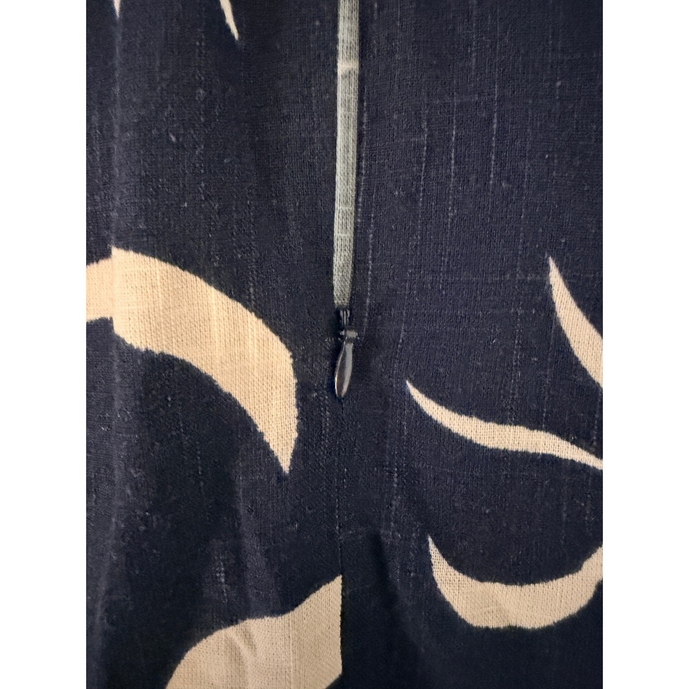 Navy Cream Floral Maxi Dress Small Strappy Smocked Back Coastal Boho Resortwear - Picture 4 of 9